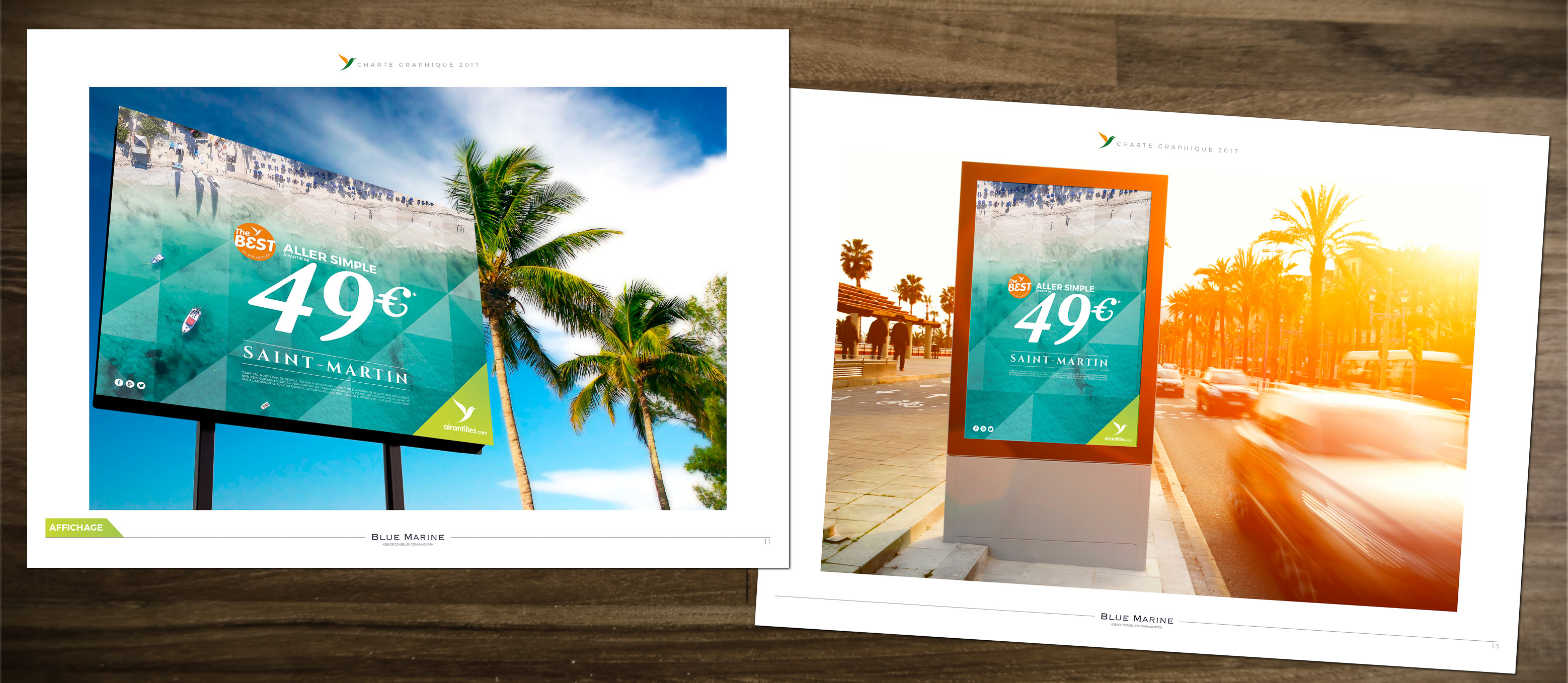 Extraits de la charte graphique avec affichages grands formats.