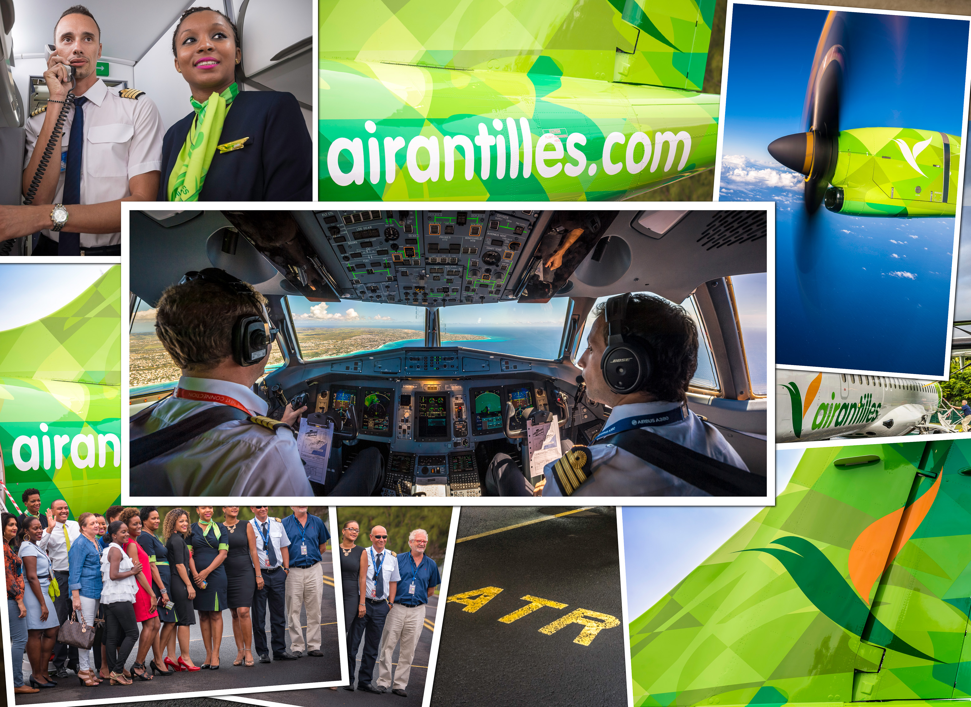 Habillage d'un nouvel ATR 72-600 de la compagnie Air Antilles et vol inaugural.