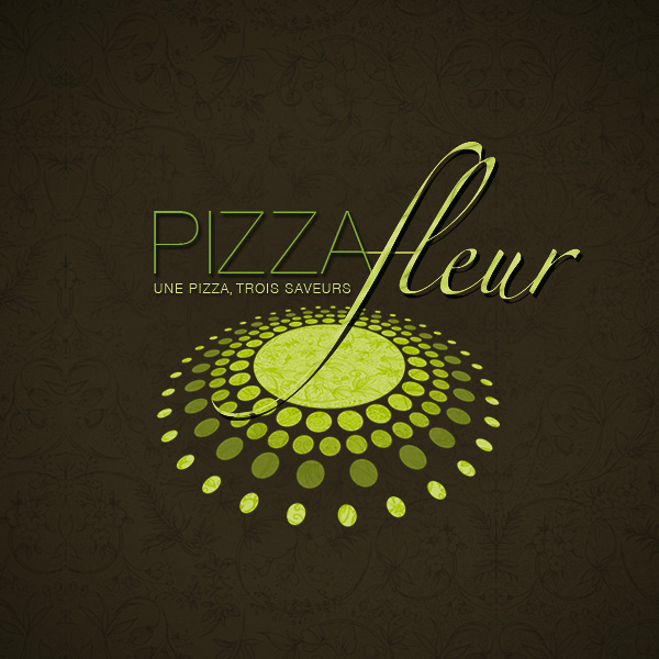 Création de l'image de marque d'une pizzeria artisanale d'un nouveau genre, aux pizzas en forme de fleurs panachant  des saveurs du monde sur 2 pétales salés pour 1 sucré.