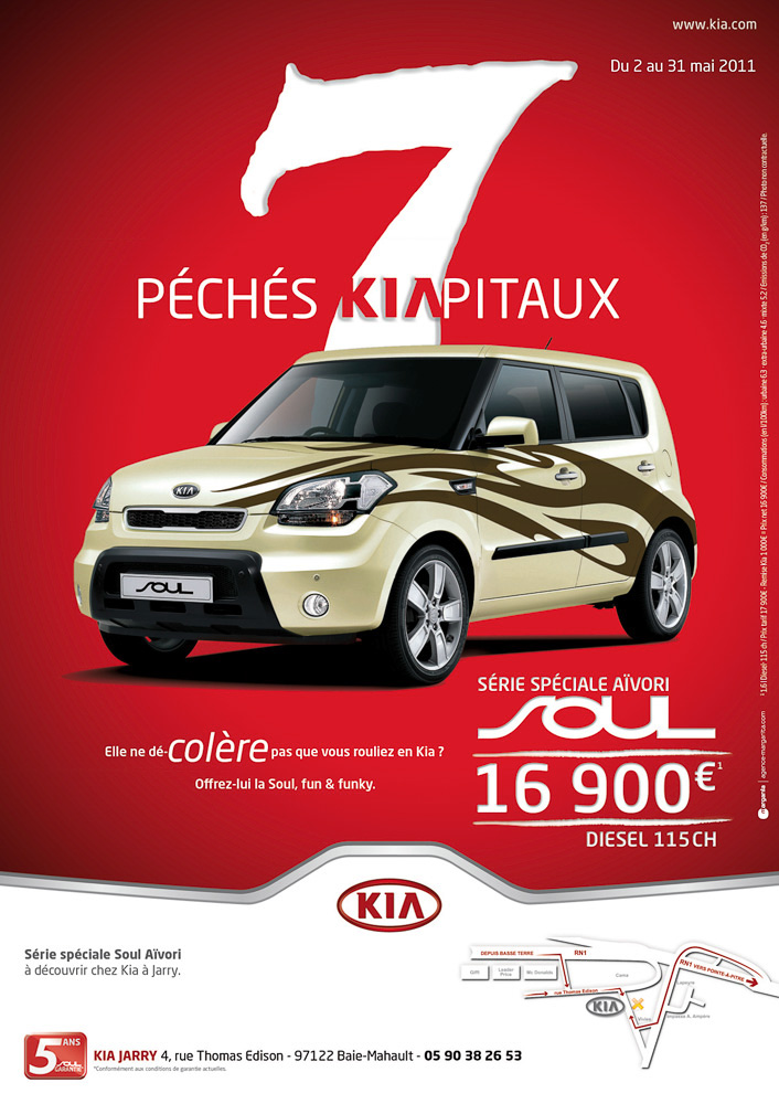 Campagne pour Kia Guadeloupe, avec marquage Soul série spéciale Aïvori