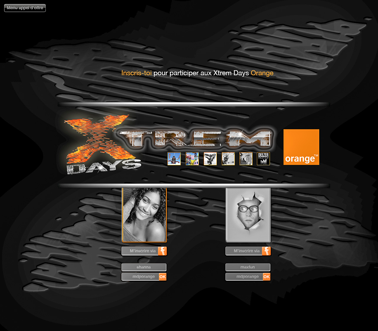 Portail Xtrem Days Orange, pour échanger avec sa tribu, se tenir informé des journées spéciales, etc.