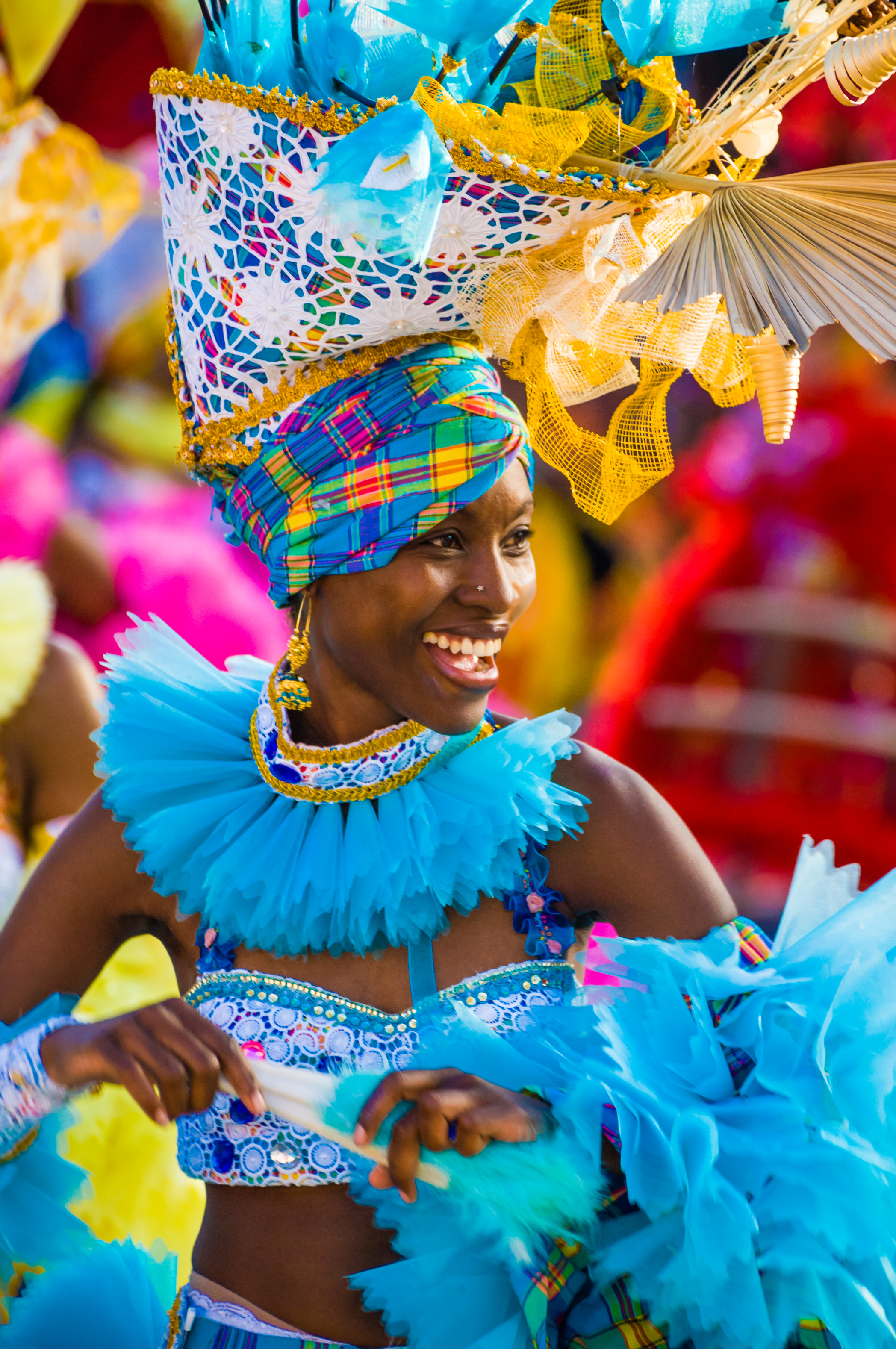 France, Guadeloupe, Grande Terre, Pointe-à-Pitre, danseuse du groupe Kontak, lors du grand défilé de clôture des Jours Gras (USAGE PRESSE UNIQUEMENT) // France, Guadeloupe, Grande Terre, Pointe-à-Pitre, dancer of the group Kontak, during the closing parade of Shrovetide (PRESS USE ONLY)