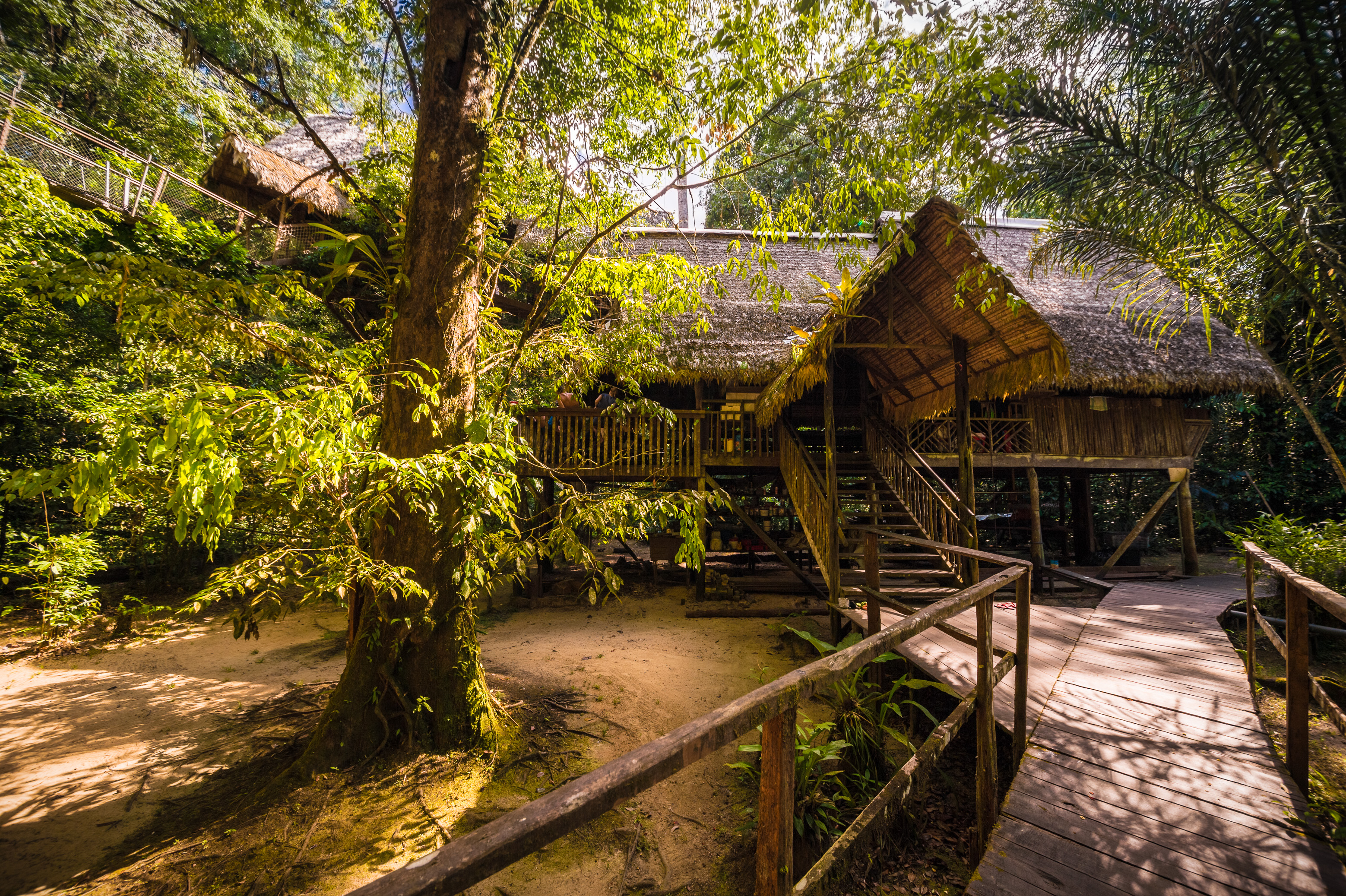 France, Guyane, Kourou, Camp Canopée, Carbet de restauration // France, French Guiana, Kourou, Camp Canopée, Restaurant hut