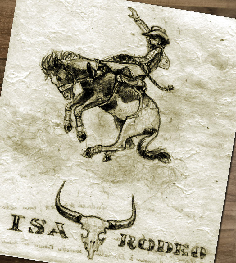 Page extraite de notre carnet de voyage. Ici, le rodéo à Mont Isa.