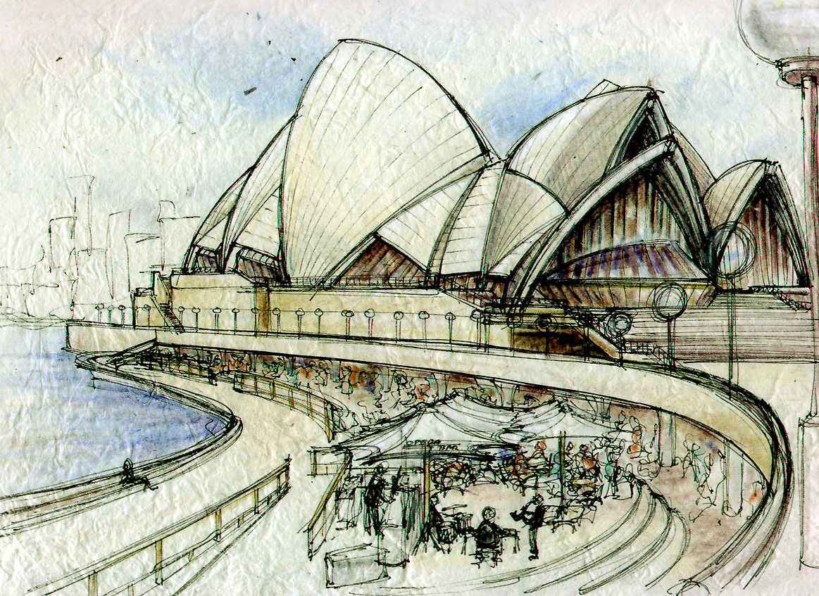 Page extraite de notre carnet de voyage. Ici, l'opéra de Sydney.