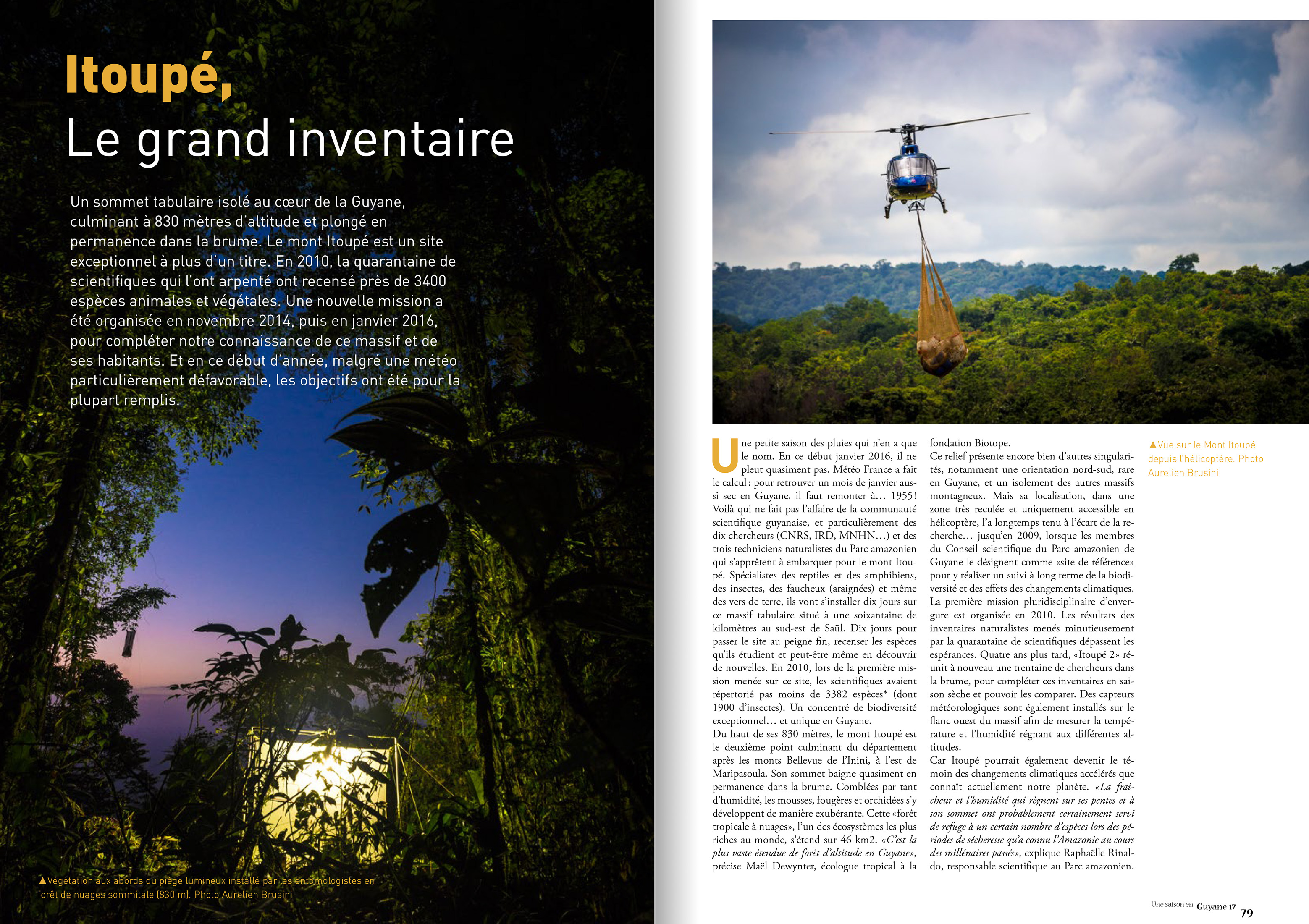 Reportage paru dans le magazine Une Saison en Guyane n°17 - Texte Stéphanie BOUILLAGUET (PAG) / Infographie Géraldine JAFFRELOT (PAG) / Photos Aurélien BRUSINI