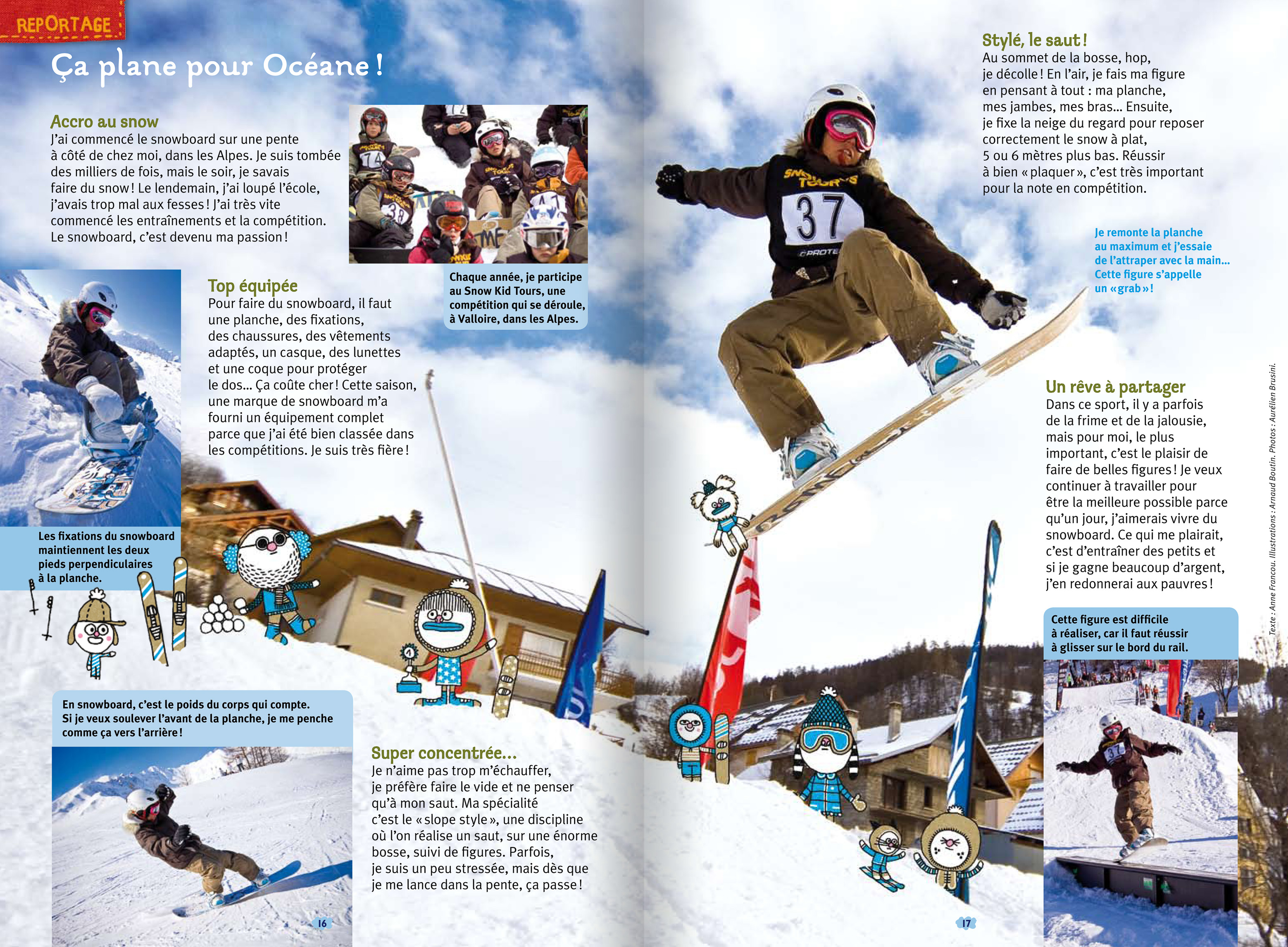 Reportage paru dans le magazine Astrapi n°698 sur la passion sportive d'Océane Laubry, championne de snowboard - Texte Anne Francou & photos Aurélien Brusini